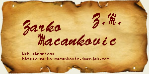 Žarko Macanković vizit kartica